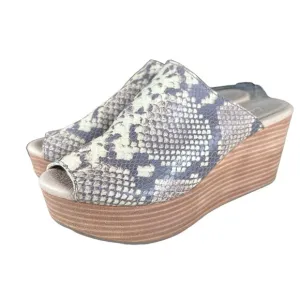 Chocolat Blu Worton peep toe snakeskin slides 7