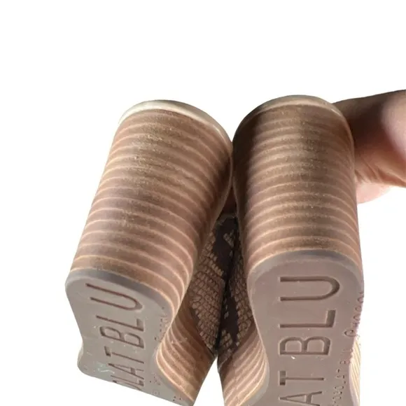 Chocolat Blu Worton peep toe snakeskin slides 7