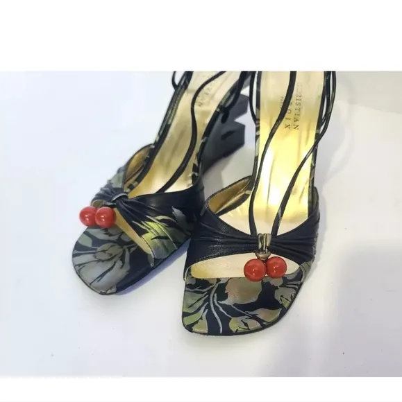 Christian Lacroix Y2K Designer Kim Kardashian Leather Cherry Wedges US 8.5