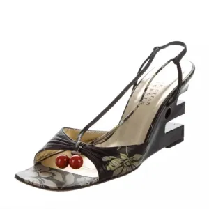 Christian Lacroix Y2K Designer Kim Kardashian Leather Cherry Wedges US 8.5