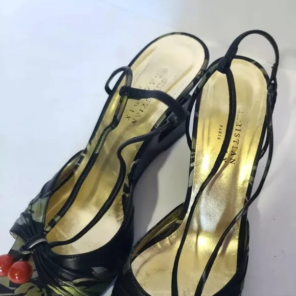 Christian Lacroix Y2K Designer Kim Kardashian Leather Cherry Wedges US 8.5