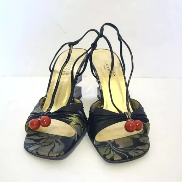 Christian Lacroix Y2K Designer Kim Kardashian Leather Cherry Wedges US 8.5