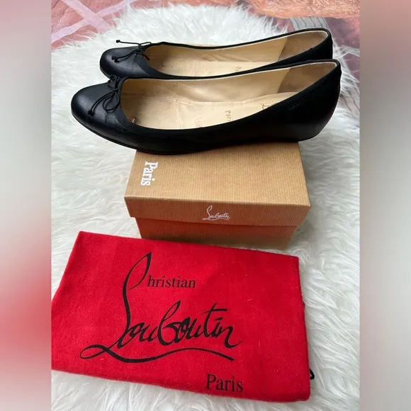 Christian Louboutin Black Leather Flats