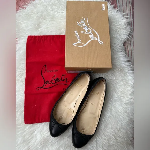 Christian Louboutin Black Leather Flats