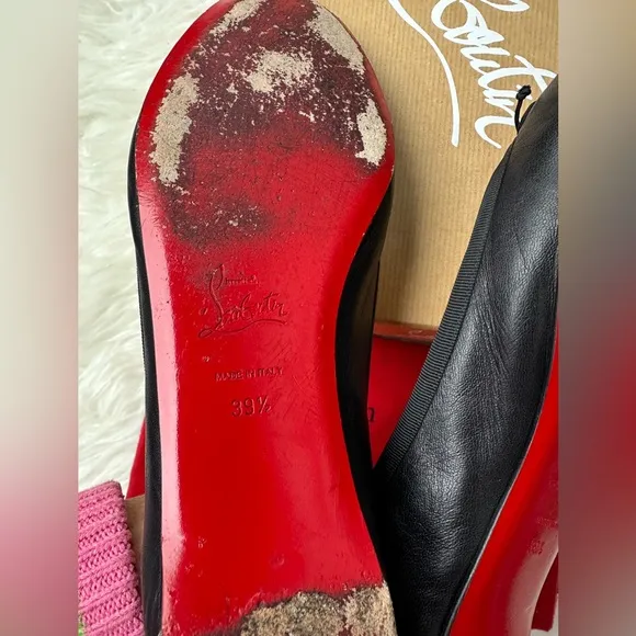 Christian Louboutin Black Leather Flats