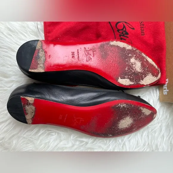 Christian Louboutin Black Leather Flats
