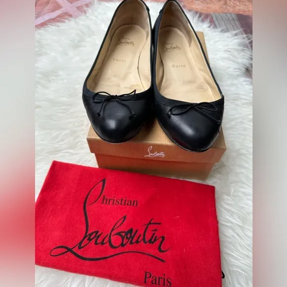 Christian Louboutin Black Leather Flats