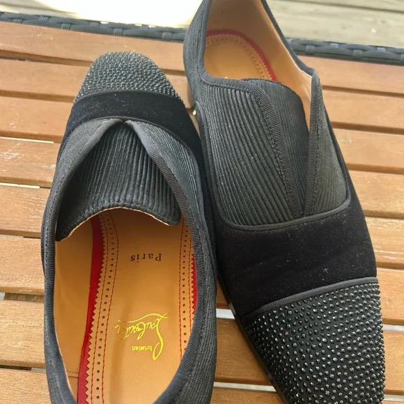Christian Louboutin Black Loafers with Textured Toe Cap barely won