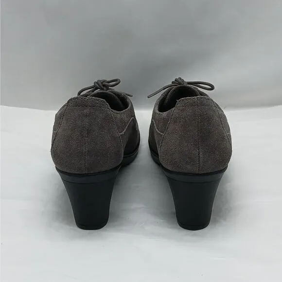 Clarks Bendables Women's Lace Up Loafers Size 7M Gray Chunky Heel Oxfords Shoes