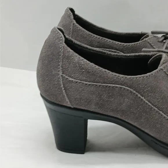 Clarks Bendables Women's Lace Up Loafers Size 7M Gray Chunky Heel Oxfords Shoes