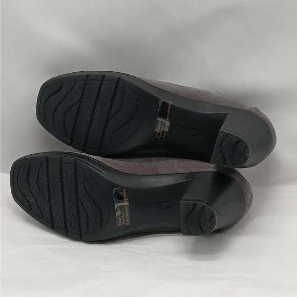 Clarks Bendables Women's Lace Up Loafers Size 7M Gray Chunky Heel Oxfords Shoes