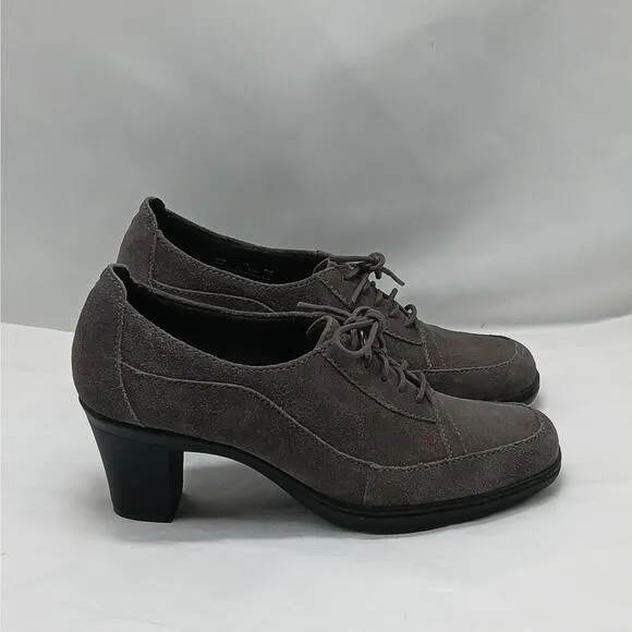 Clarks Bendables Women's Lace Up Loafers Size 7M Gray Chunky Heel Oxfords Shoes