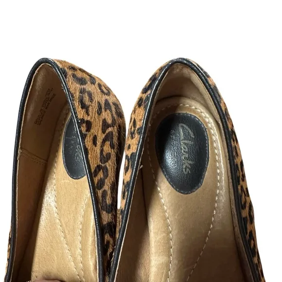 Clarks Brown Leopard Print Flats Loafer Calf Hair Size 7 M Valley Lounge