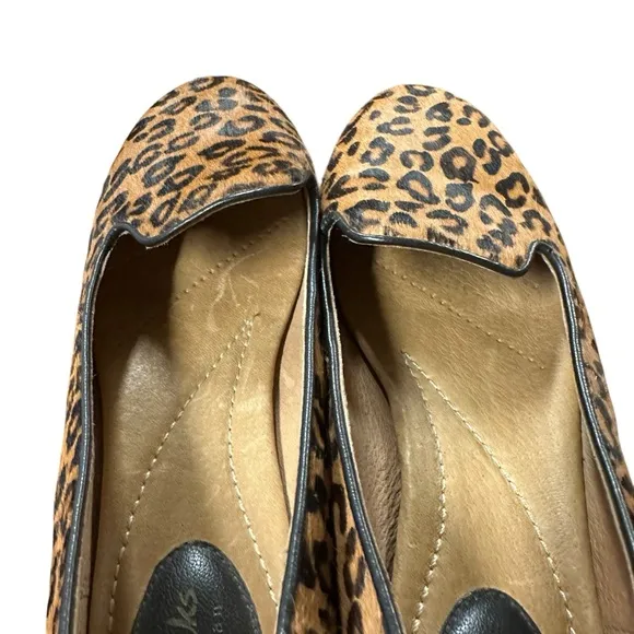 Clarks Brown Leopard Print Flats Loafer Calf Hair Size 7 M Valley Lounge