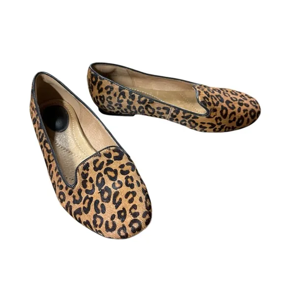 Clarks Brown Leopard Print Flats Loafer Calf Hair Size 7 M Valley Lounge