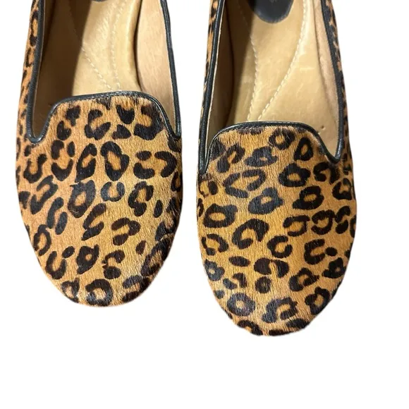 Clarks Brown Leopard Print Flats Loafer Calf Hair Size 7 M Valley Lounge