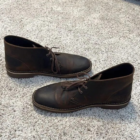 CLARKS Bushacre 2 Boots Dark Brown Nubuck Leather Lace-up Size 11
