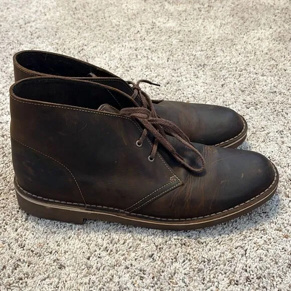 CLARKS Bushacre 2 Boots Dark Brown Nubuck Leather Lace-up Size 11