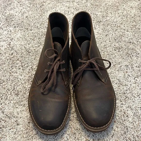 CLARKS Bushacre 2 Boots Dark Brown Nubuck Leather Lace-up Size 11