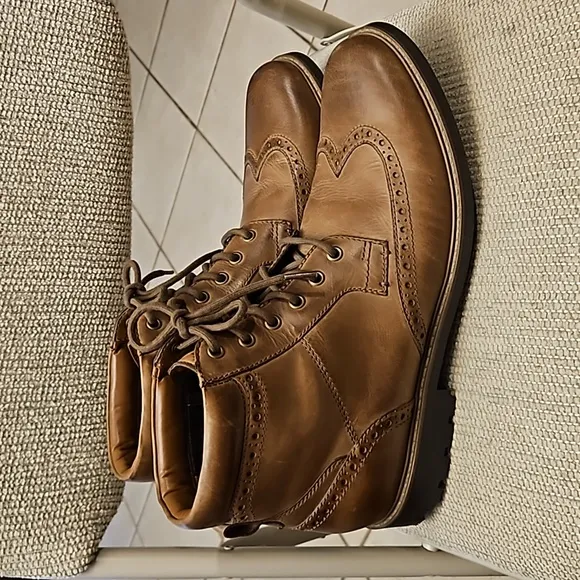 Clark's Curington Rise Boot Brogue Toe Wingtip Lace Up Men's size 12 Bro…