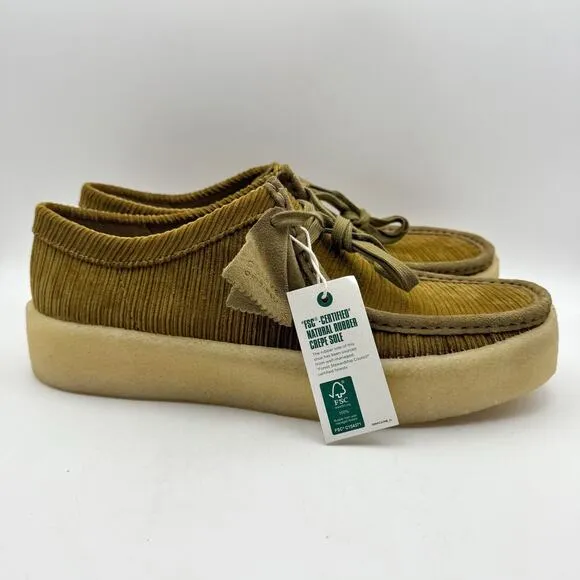 Clarks Mens Wallabee Cup Moccasin Loafers US 13 M Tan Corduroy Nubuck NIB