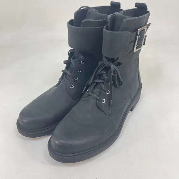 Clarks Orinoco 2 Ankle Boots Women's 9.5 M Black Size US Lace Up- Zipper Sides