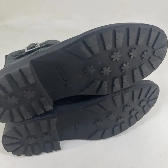 Clarks Orinoco 2 Ankle Boots Women's 9.5 M Black Size US Lace Up- Zipper Sides
