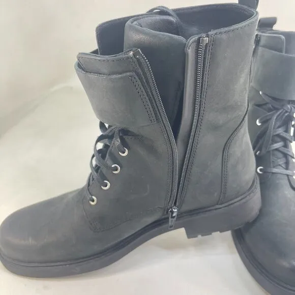 Clarks Orinoco 2 Ankle Boots Women's 9.5 M Black Size US Lace Up- Zipper Sides