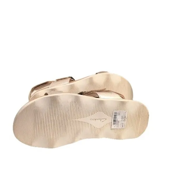 Clarks Rose Gold Brynn Leather Cushioned Pillowtop footbed Step Sandals Size 8.5