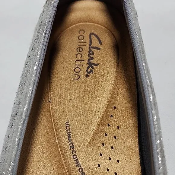 🐽CLARKS🐽 STYLE ELAINA RUBY PERFORATED ESPADRIL SLIP-ON LOAFERS LADIES 11 NWOB