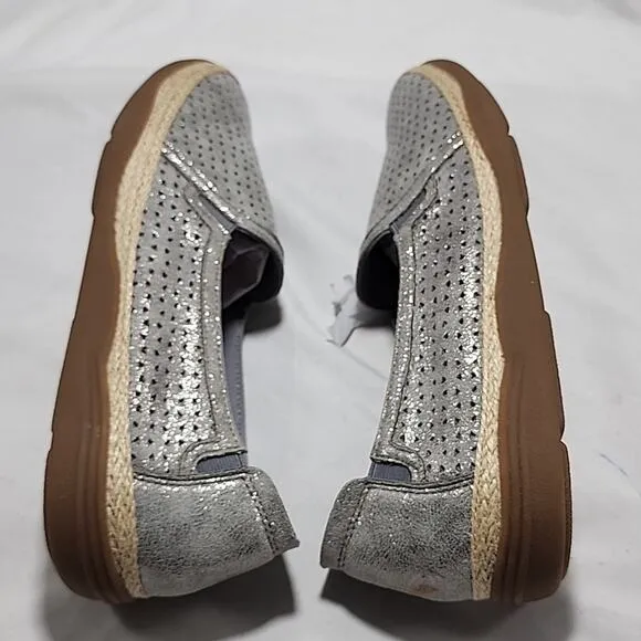 🐽CLARKS🐽 STYLE ELAINA RUBY PERFORATED ESPADRIL SLIP-ON LOAFERS LADIES 11 NWOB