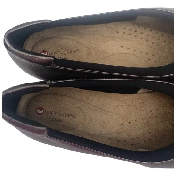 Clarks Un Darcey Ease Pebble Metallic Leather Ballet Flats 7.5 Women's