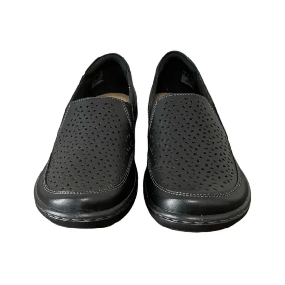 Clarks Women's Collection Cora Sky Flats Black Leather - Size 7 (NWT!)