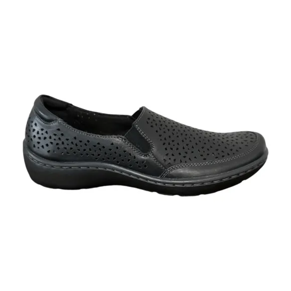Clarks Women's Collection Cora Sky Flats Black Leather - Size 7 (NWT!)