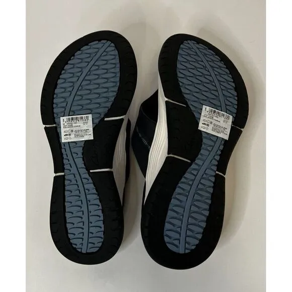Clarks Womens US 7 W‎ Wave 2.0 Sea Flip Flop Sandal Navy Leather/ Nubuck Combine