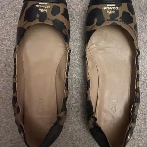 Coach Brown and Black Leopard Print Flats-Size 9