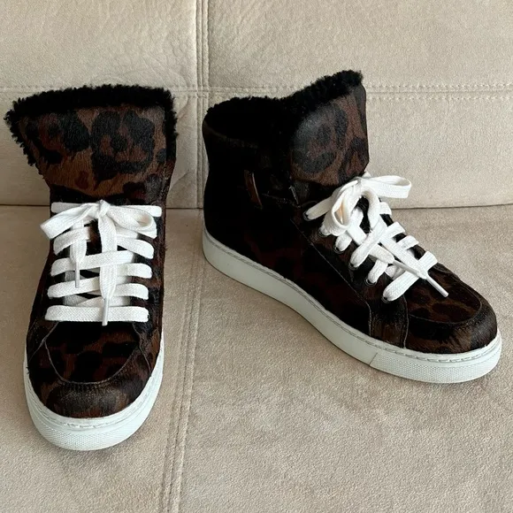Coach Chic Leather High-top with Shearling Fleece Lining Platform Sneakers