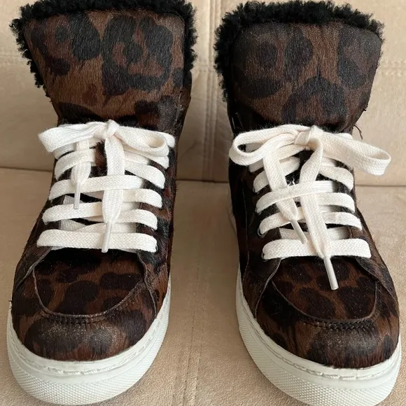 Coach Chic Leather High-top with Shearling Fleece Lining Platform Sneakers
