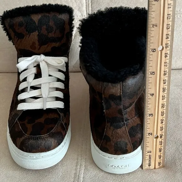 Coach Chic Leather High-top with Shearling Fleece Lining Platform Sneakers