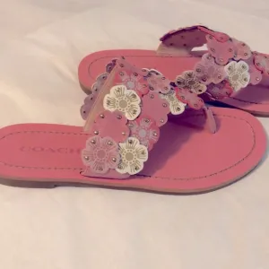 Coach Floral Leather Slides Sandals Size 7
