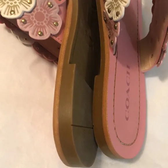 Coach Floral Leather Slides Sandals Size 7