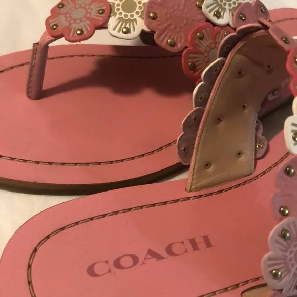 Coach Floral Leather Slides Sandals Size 7