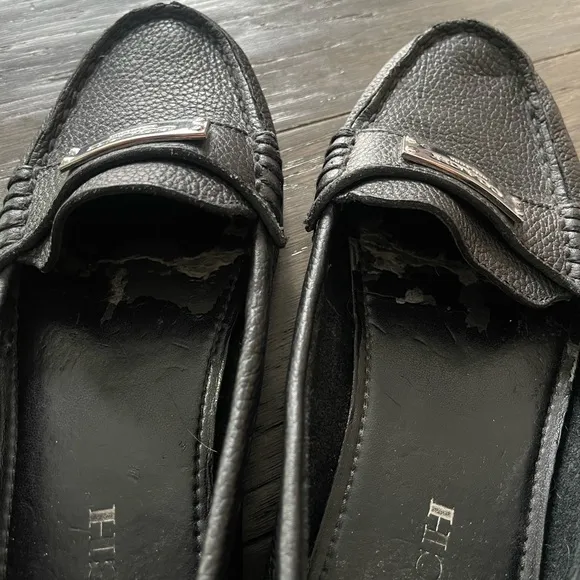 Coach Fredrica Black Pebbled Leather Work Office Loafers Size 6