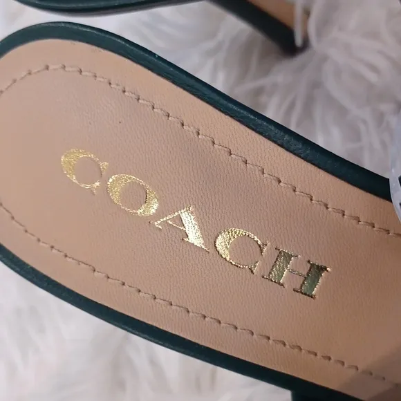 Coach Kellie Leather Slide Sandals Green 👡 NEW Size 6