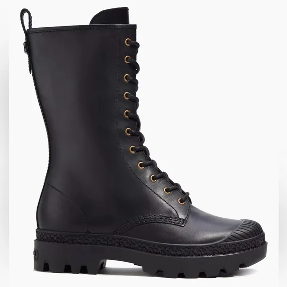 COACH Leather Lace up Boots