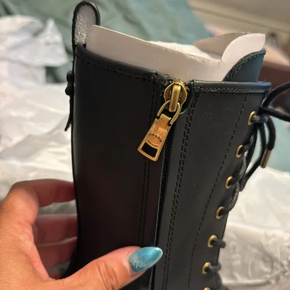 COACH Leather Lace up Boots