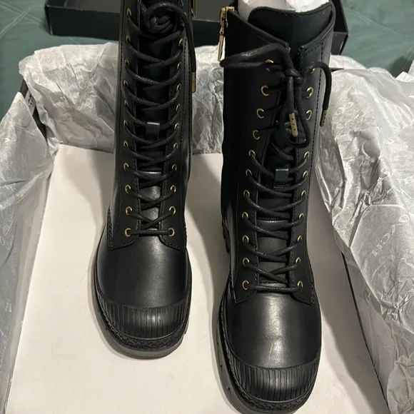 COACH Leather Lace up Boots