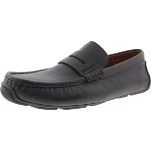 Coach Mens Black Textured Loafers New