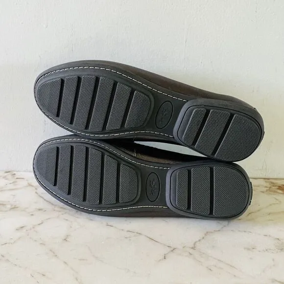 COACH Odette Solid Metallic Black Gray Leather Driver Loafer Black Logo - US 7