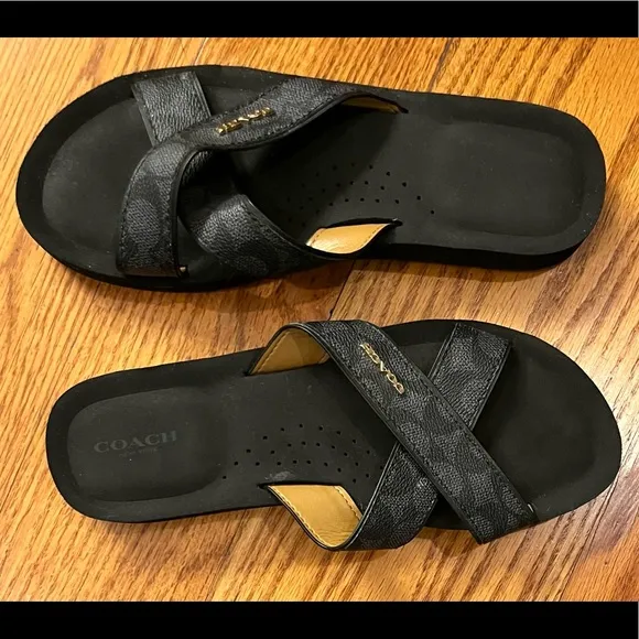 Coach Slide Sandals, Black